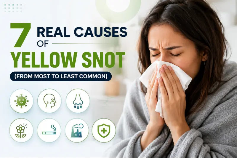 7 real causes of yellow snot from most to least common