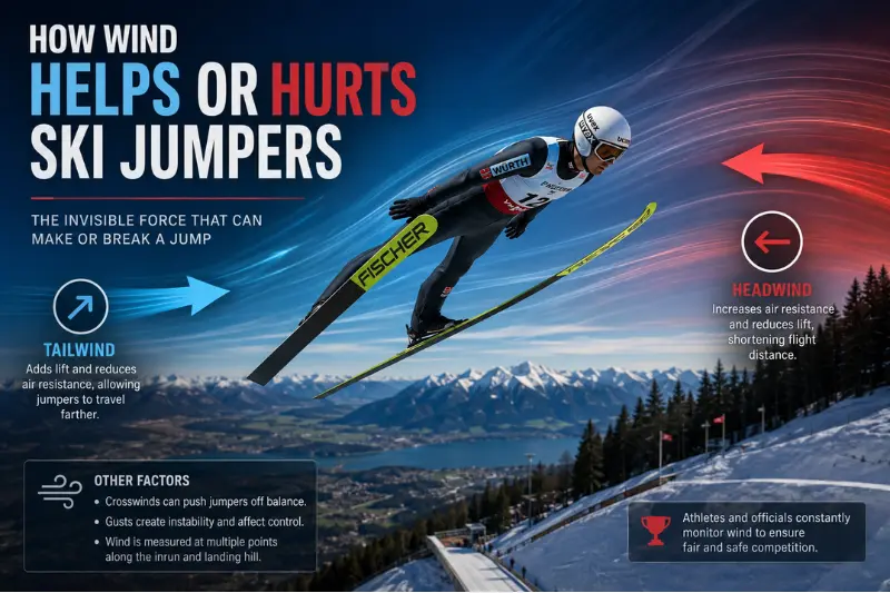how wind helps or hurts ski jumpers